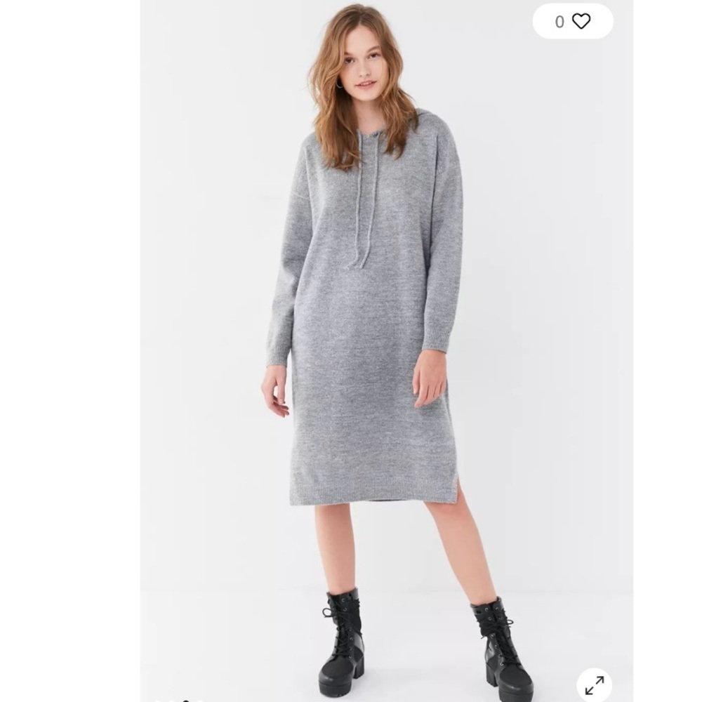 Urban Outfitters Midi Sweater Hooded Dress, Size XS in Grey